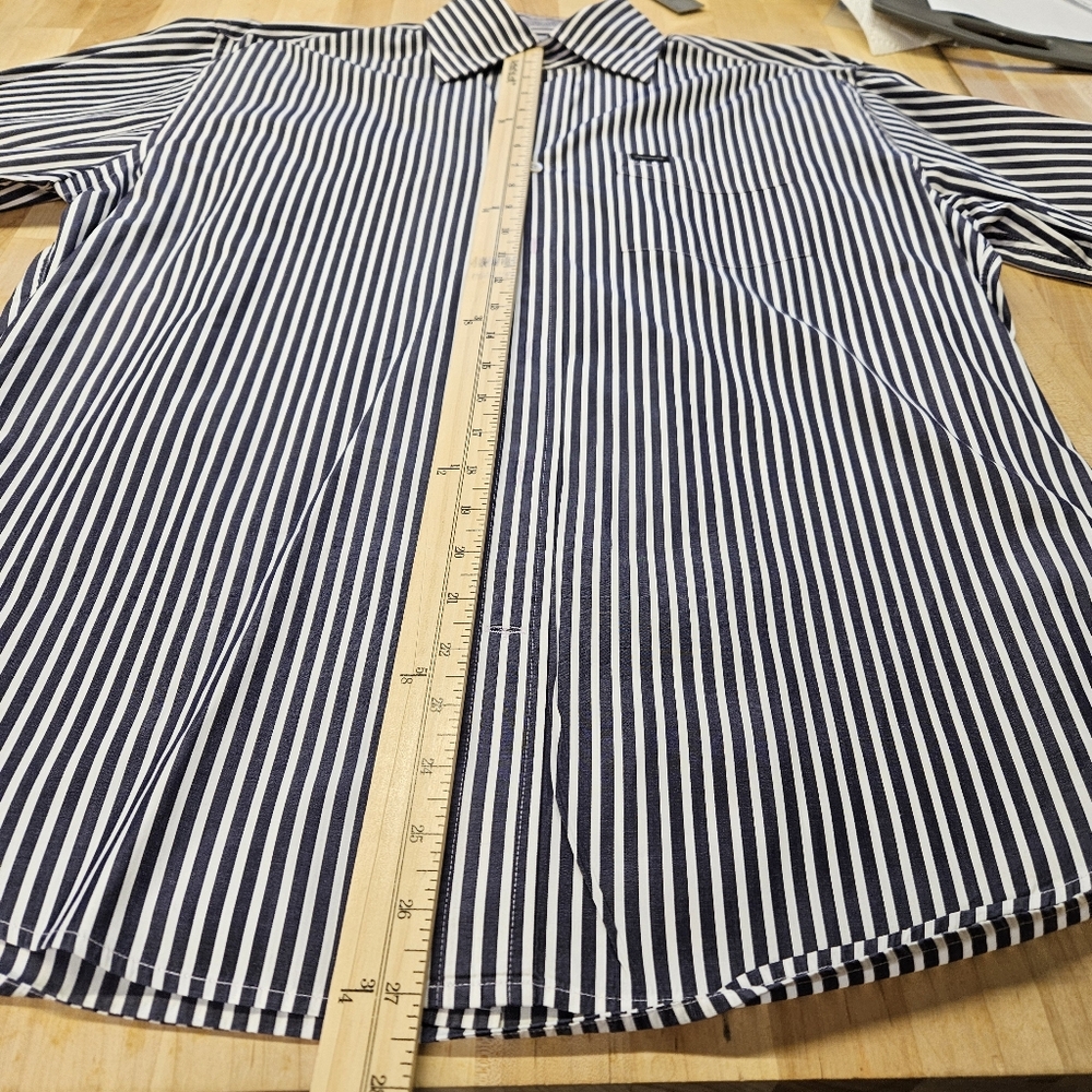 Faconnable Men's Medium Blue White Striped Button Down Dress Shirt Classique - Picture 6 of 8